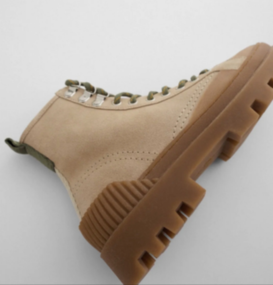 Zara Suede Lace Up Platform Ankle Boot - Picture 14 of 15